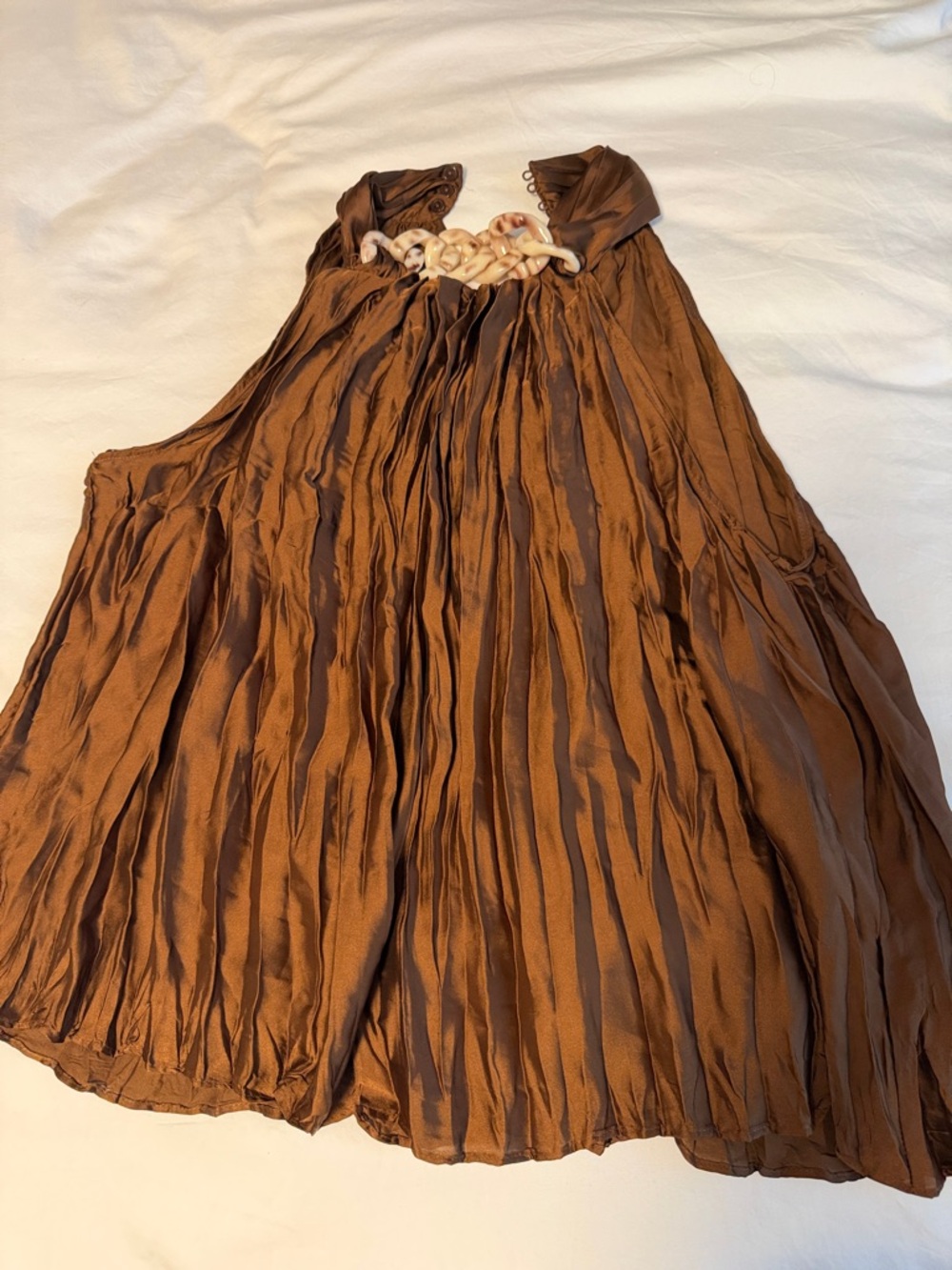Zara Brown Pleated Halter Top with Braided Neckline